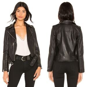ALLSAINTS Balfern Leather Biker Jacket Size 8 NWT $619 Sheep Moto Belted